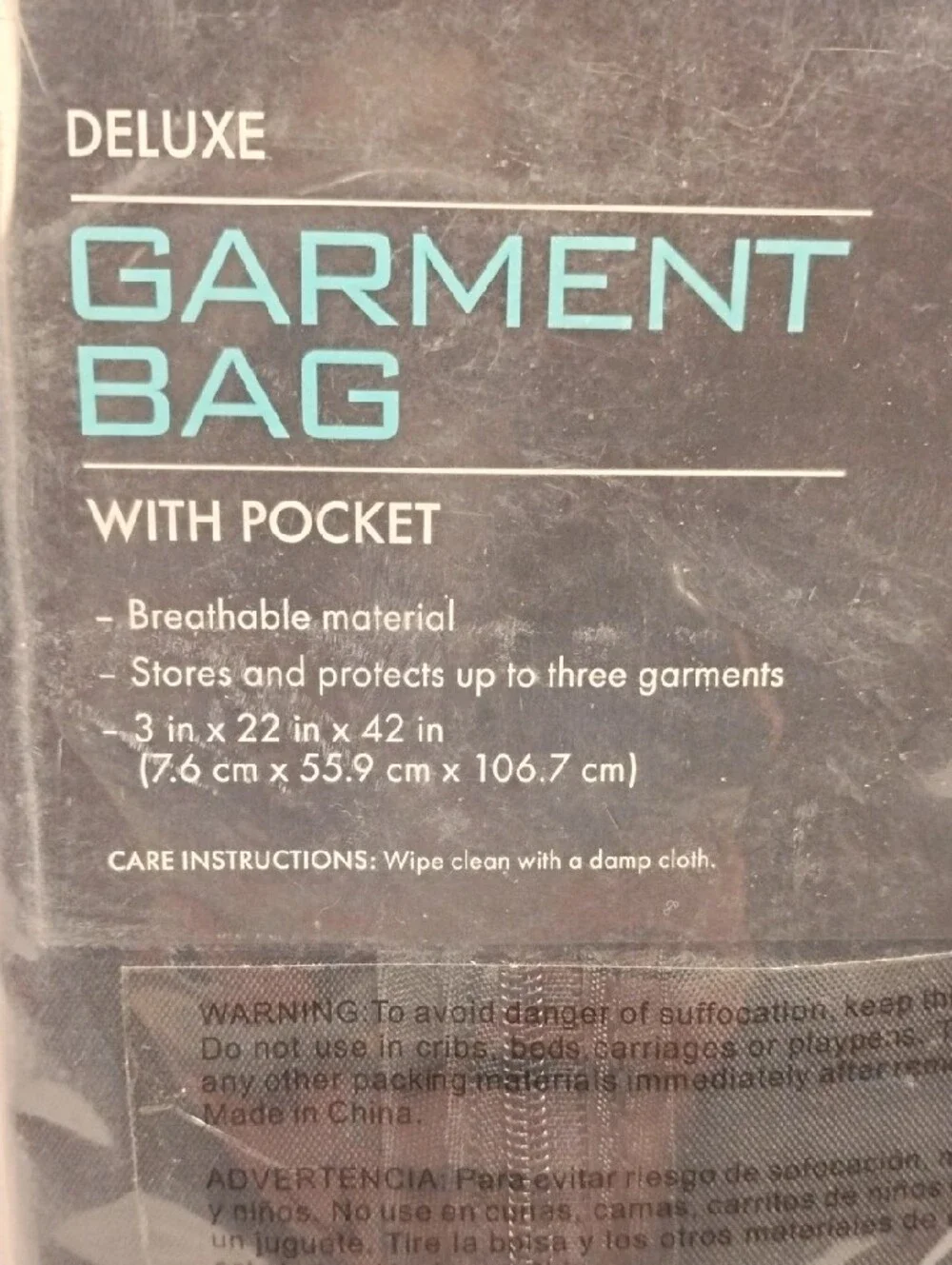 Deluxe Black Garment Bag with Pocket
